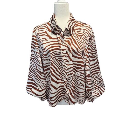 Eva Franco Tops - EVA FRANCO (Sold at Anthropologie) - Anita Zebra-Striped Button down in SZ (XL)
